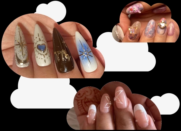 Photos of beautiful hand-painted nail designs by Selina from The Dreamy Nails salon in Sydney